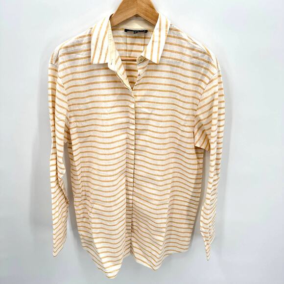 LAFAYETTE 148 Organic Cotton Linen Blend Button Down Shirt // M - Picture 1 of 7